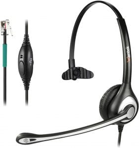 Wantek Noise Canceling Mic Corded Mono Telephone Headset