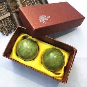 YIEASDA Hand Carved Green Jade Zen Balls