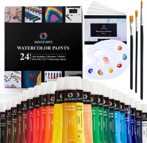 AEM Hi Arts Portable & Washable Watercolor Paints, 24-Count