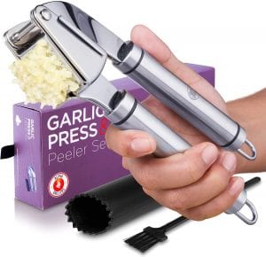 Alpha Grillers Dishwasher Safe Stainless Steel Silicone Roller Garlic Press