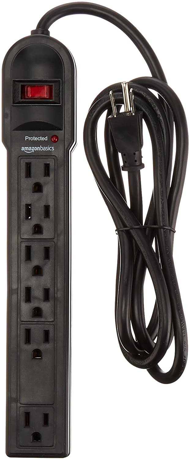 AmazonBasics 790 Joule Surge Protector Strip For Electronics, 6-Outlet