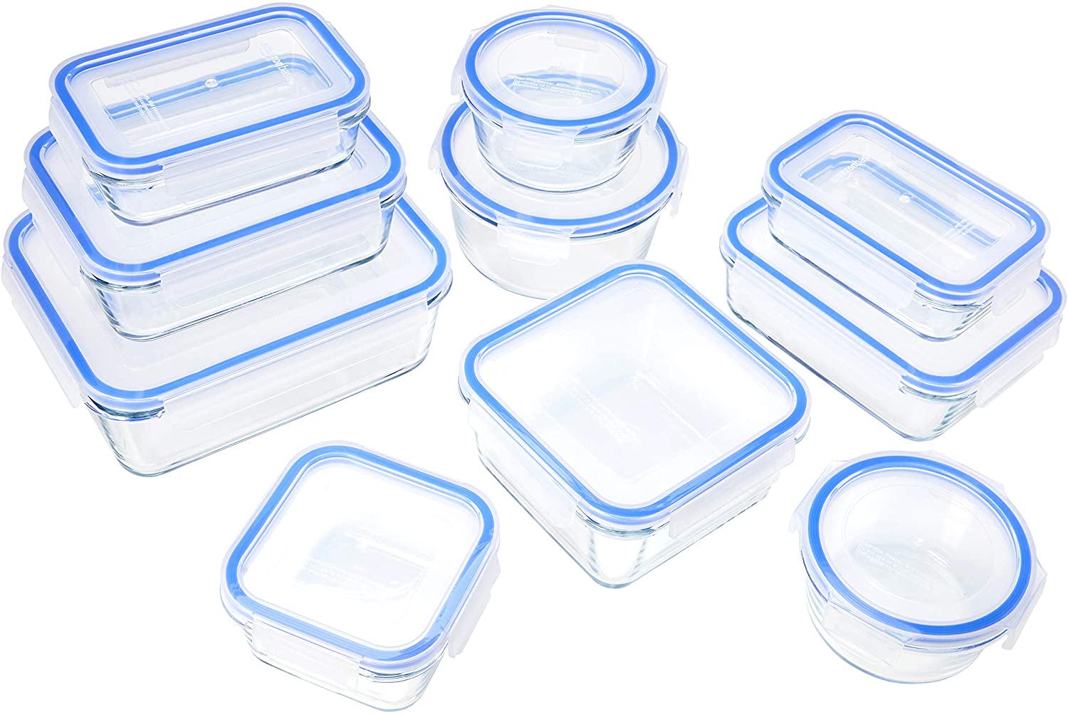 AmazonBasics Locking Lids Glass Food Storage, 20-Piece