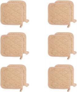Arkwright Heat Resistant Coaster Terry Cotton Potholders, 12-Pack