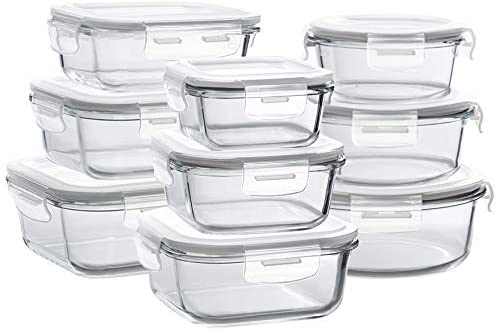 Bayco Airtight Meal Prep Glass Food Storage, 9-Piece