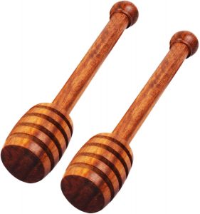 BEWBOW Gift Wooden Honey Dippers, 2-Piece