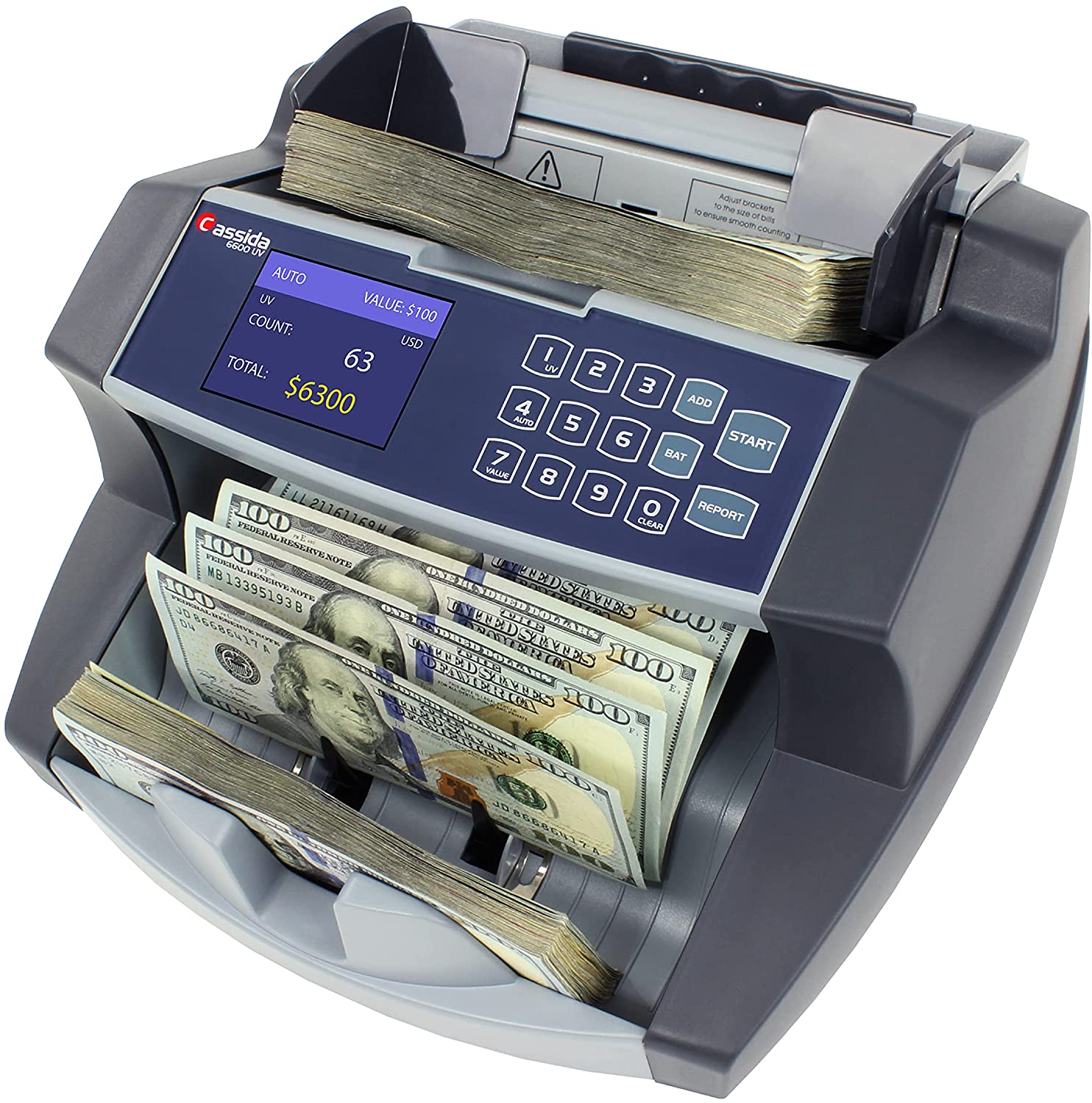 Portable Bill Counting Machine with Add & Batch Modes 1,000 Bills/Min LCD Display Money Counter Machine with UV/MG/IR Counterfeit Detection 