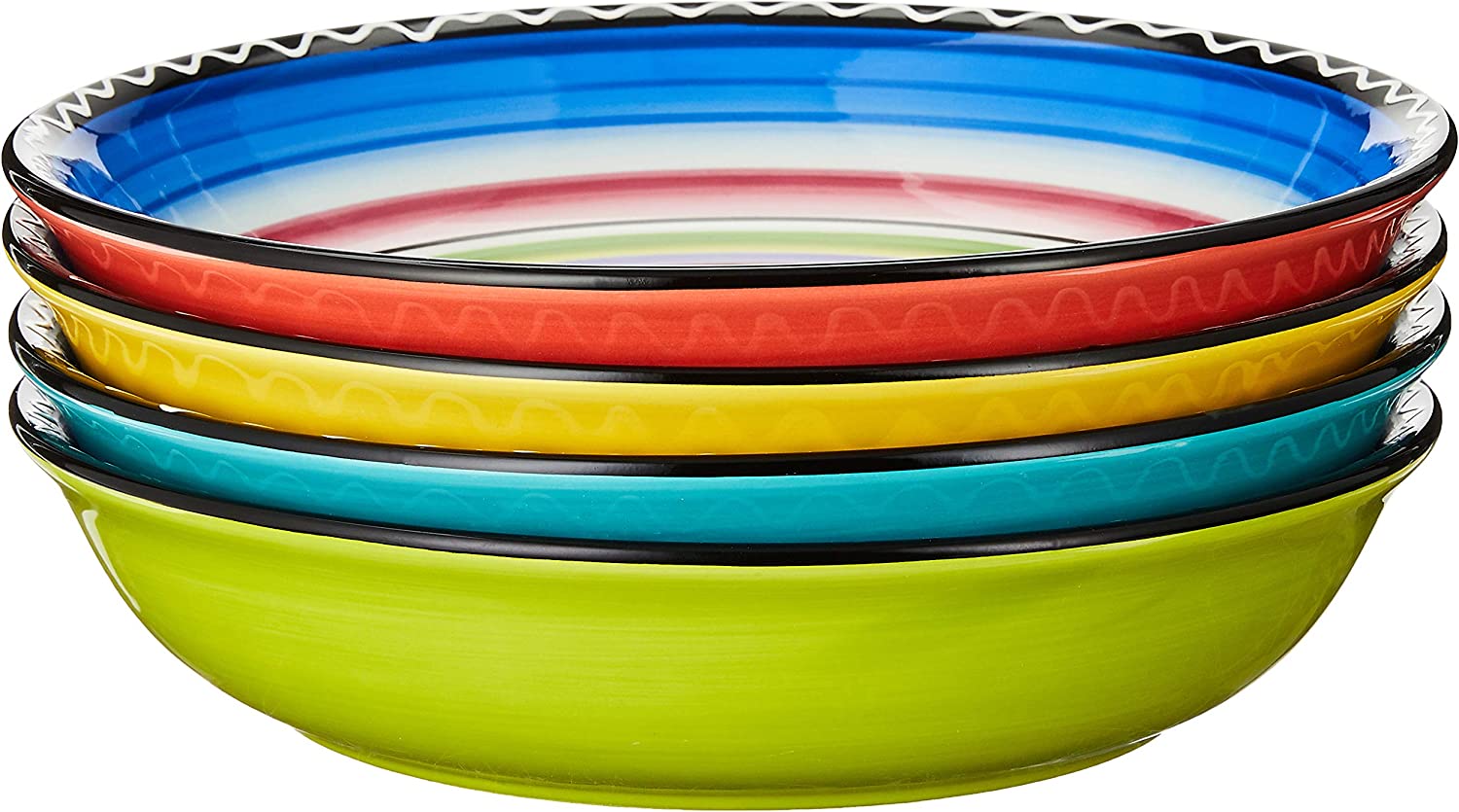 Certified International Tequila Sunrise Hand Painted Soup Bowls, 4-Pack