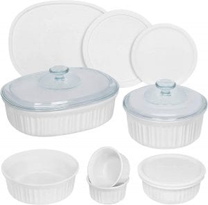CorningWare Round And Oval Ceramic Bakeware Casserole Dish, 12-Piece