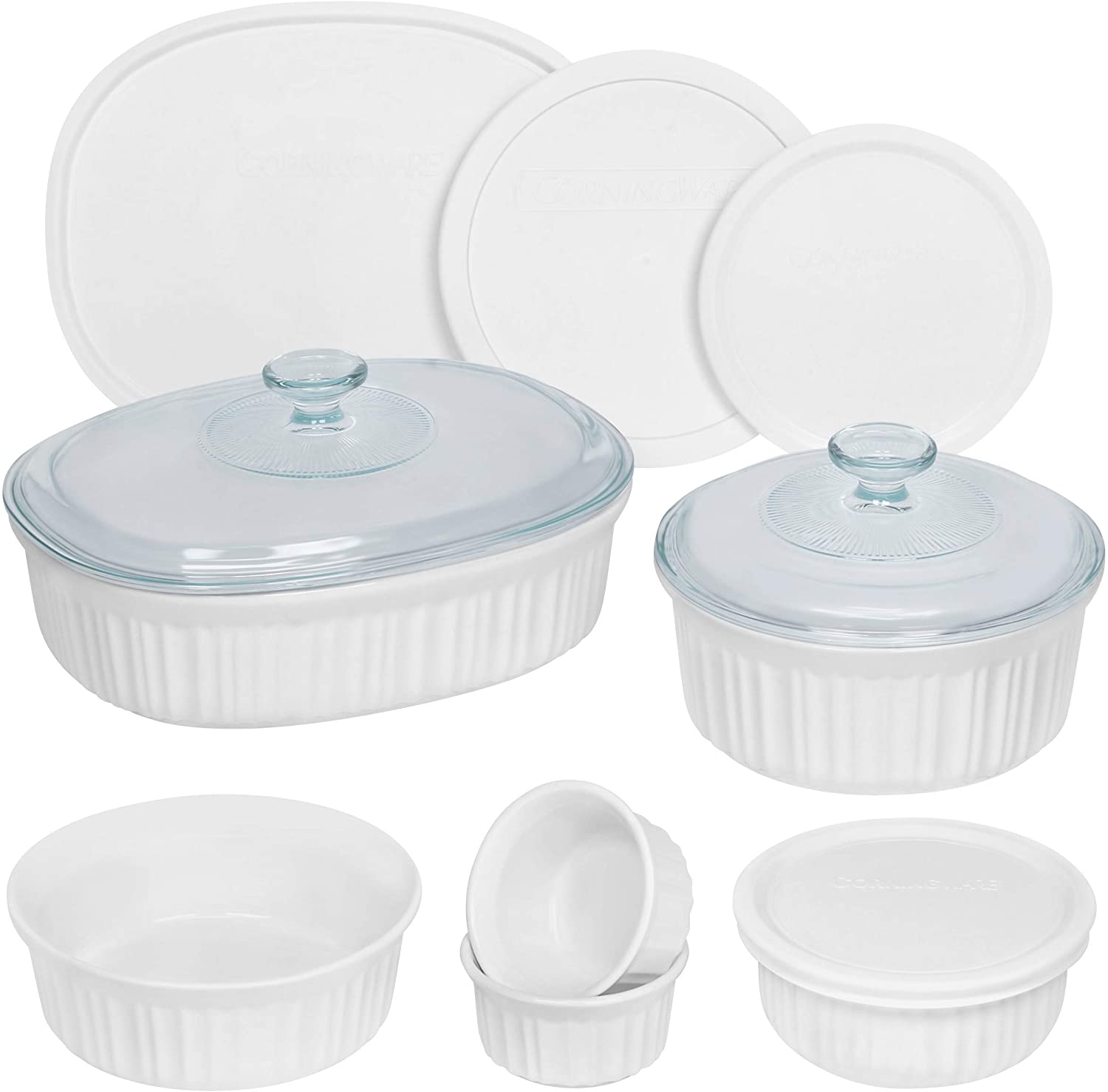 CorningWare Round And Oval Ceramic Bakeware Casserole Dish, 12-Piece