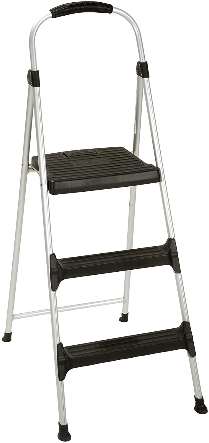 Cosco Signature 3-Step Aluminum Step Ladder With Plastic Steps