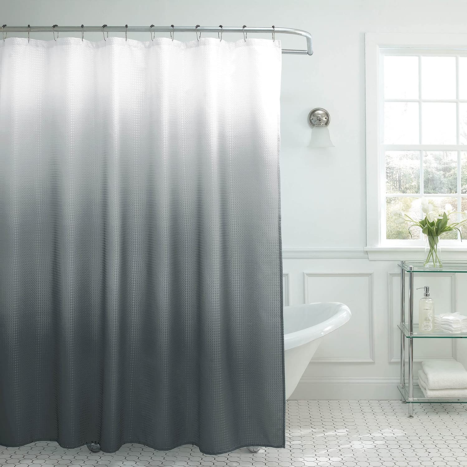 Creative Home Ideas Ombre Textured Reinforced Hole Shower Curtain