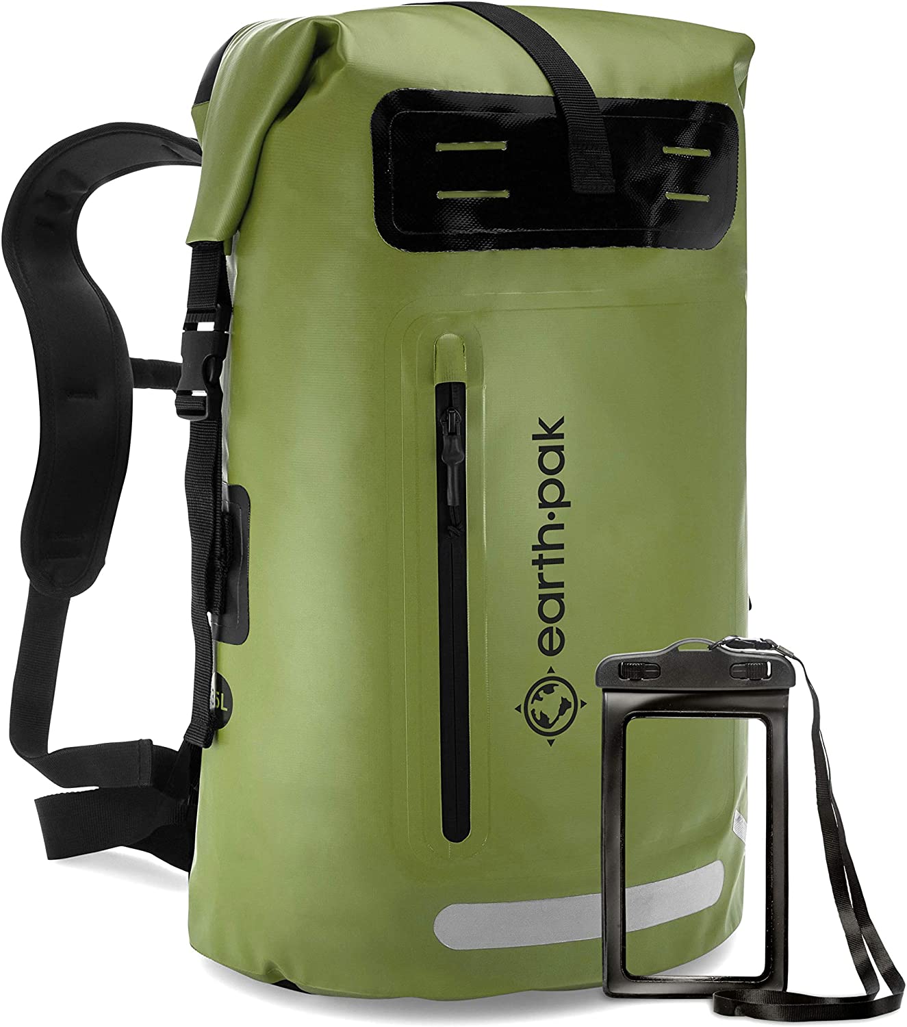 Earth Pak Waterproof Front-Zippered Pocket Roll Top Backpack