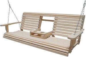Ecommersify Rot-Resistant Eternal Wood Lumber Roll Console Porch Swing, 5-Feet