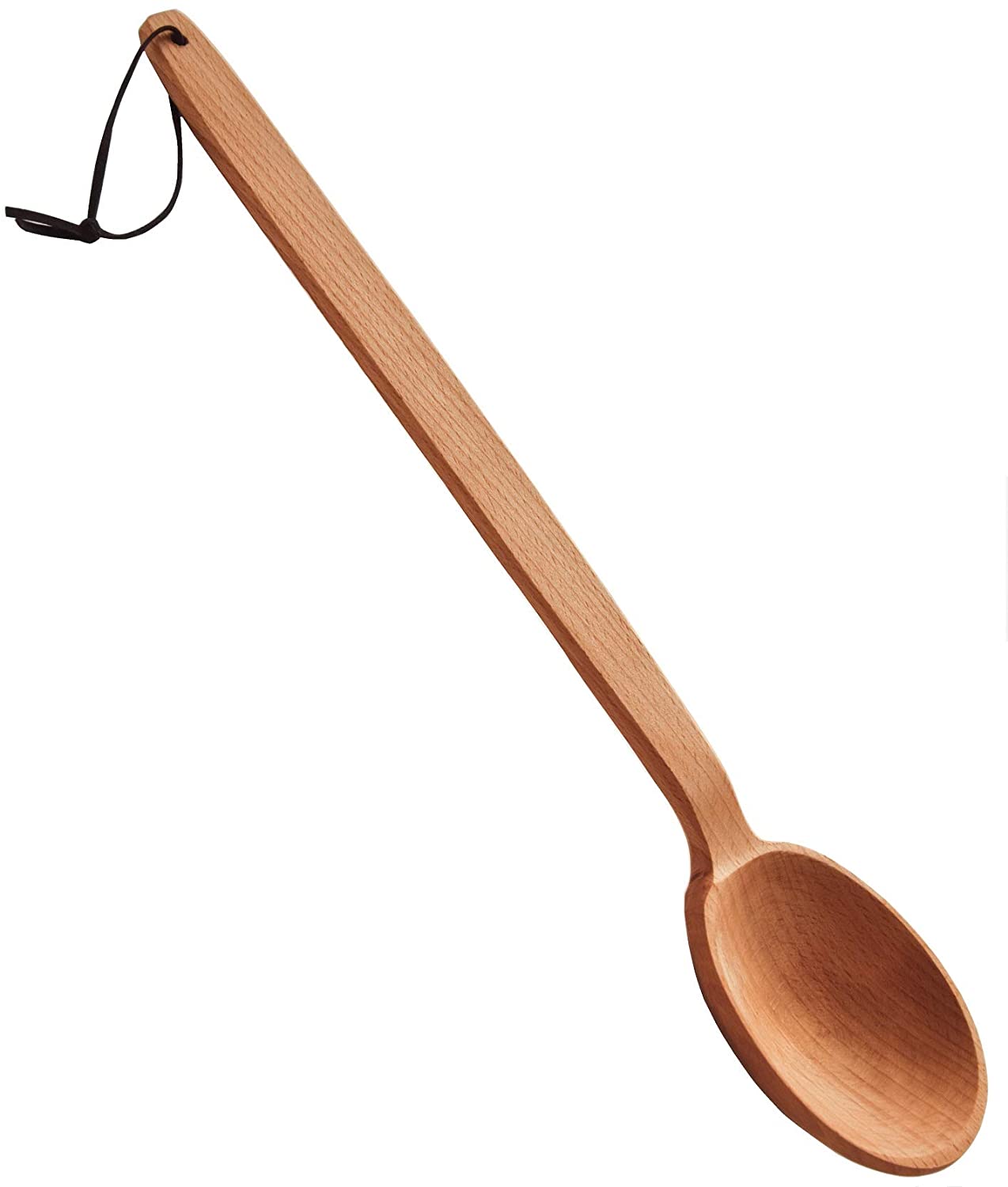 Long handled wooden spoon