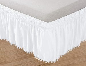 Elegant Easy Wrap Pompom Bed Skirt