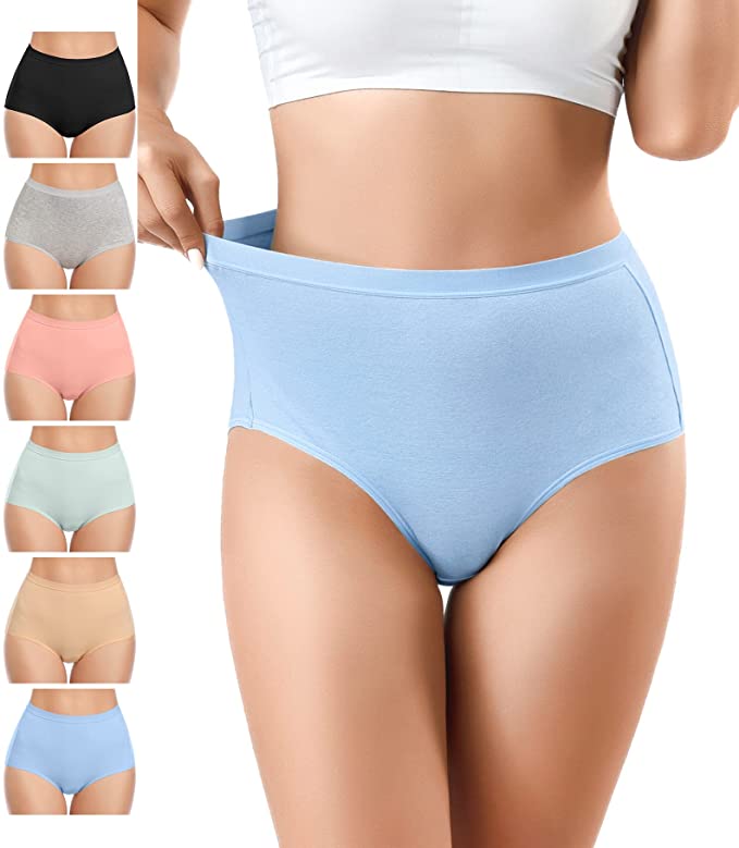 Envlon Women’s Full Coverage Breathable High Waist Underwear, 6-Pack