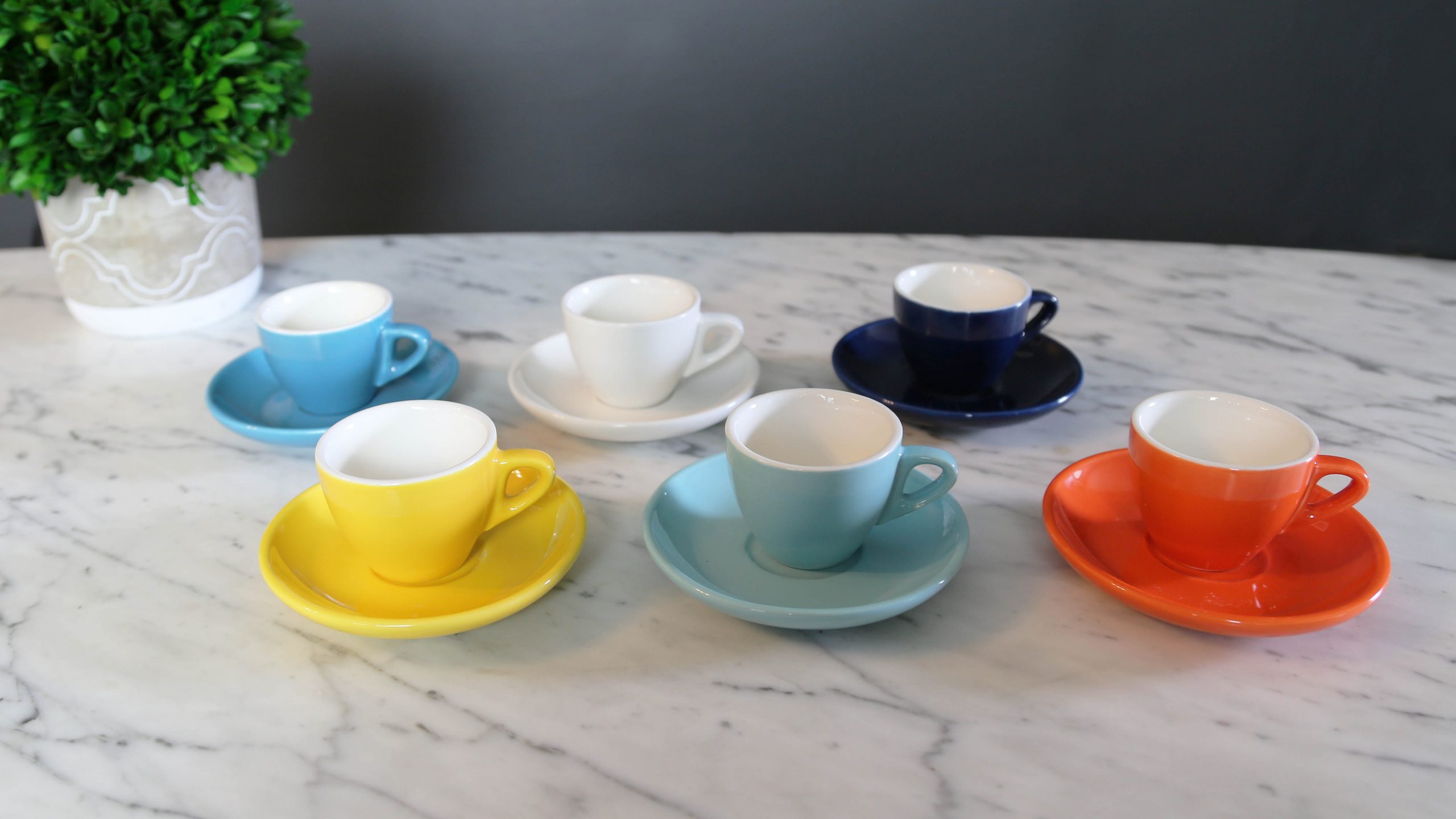 Hoomeet Ceramic Espresso Cups and Saucers, Set Of 6