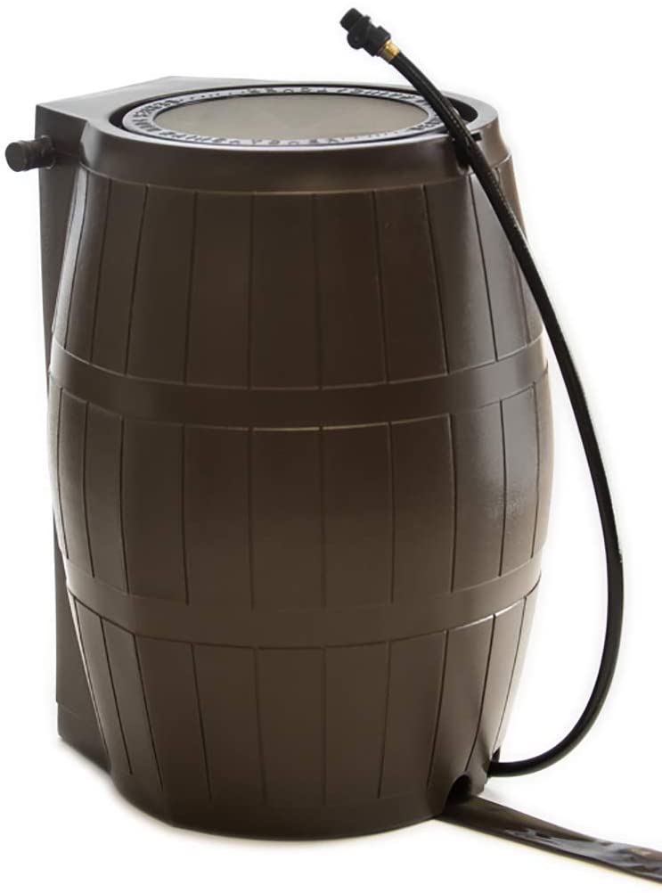 FCMP Outdoor RC4000-BRN Plastic Outdoor Rain Barrel, 50-Gallon