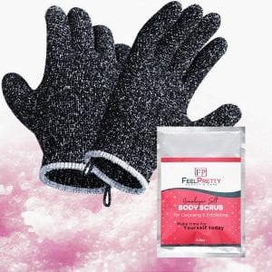 Feel Pretty Beauty & Care Bamboo Charcoal Exfoliating Gloves, 2-Pair