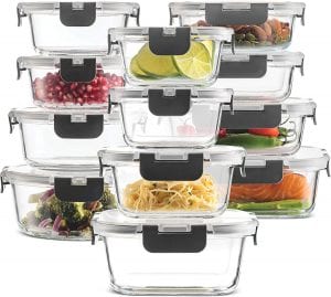 FineDine Superior Hinged BPA-Free Glass Food Storage, 24-Piece