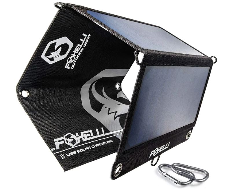 Foxelli 10W Dual USB Portable Foldable Panel Solar Window Charger