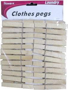 Home-X Secure Wooden Clothespins, 50-Count