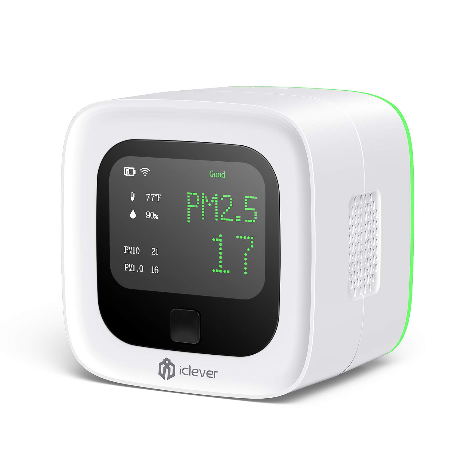 Colorful LCD Screen Air Quality Monitor Indoor CO2 Tester Gas Pollution Real Time Detector for PM2.5 PM10 PM1.0 HCHO TVOC Temperature Humidity Alarm Clock 3000 mAh Rechargeable Battery