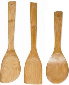 IMUSA USA PAN-10011W Asian-Style Wooden Spoon & Spoon Set, 3-Piece