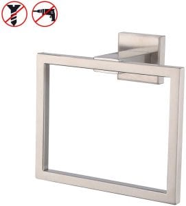 KES Contemporary Square Wall Mount Bathroom Towel Ring