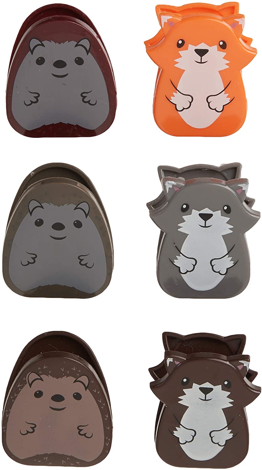 Kikkerland Forest Creature Cute Bag Clips, 6-Pack