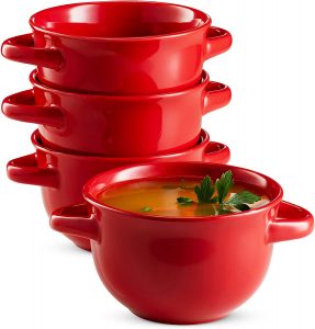 KooK Rustic Handled Soup Bowls, 4-Pack