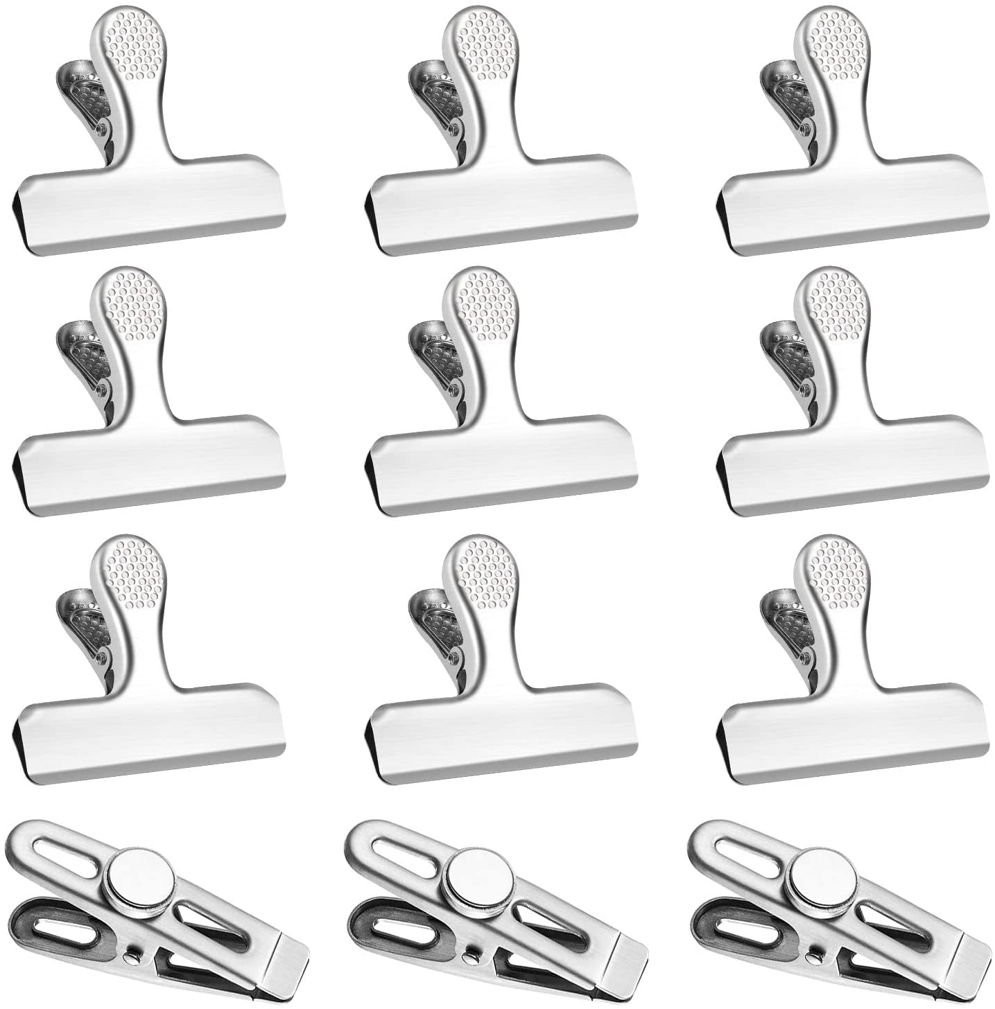 LEYOSOV Stainless Steel Magnetic Air Tight Bag Clips, 9-Pack