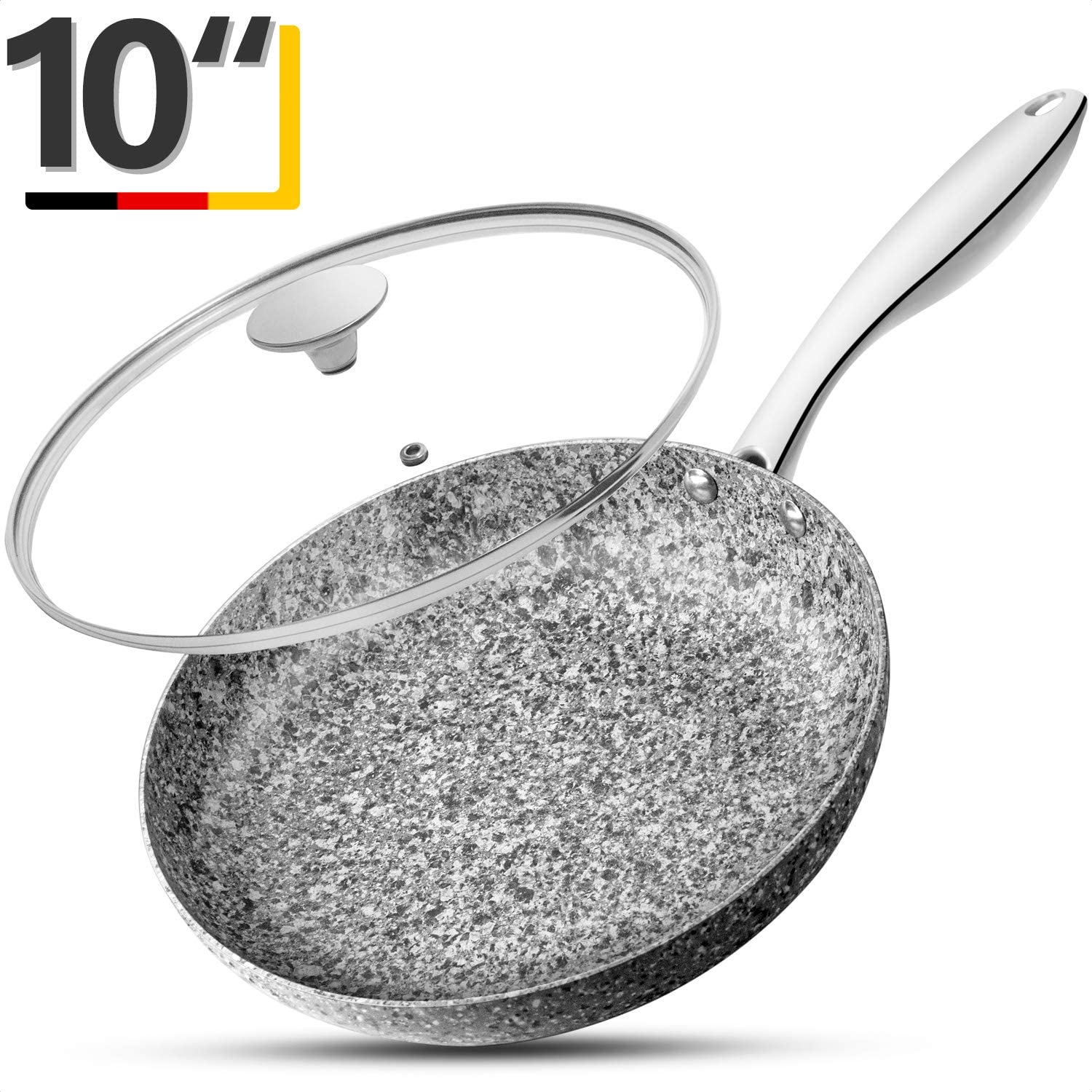 MICHELANGELO Nonstick & Non-Toxic Induction Compatible Stone Frying Pan, 10-Inch