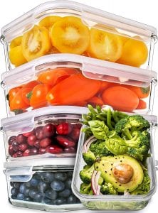 Prep Naturals Airtight Portion Control Prep Glass Food Storage, 5-Piece