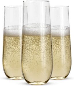 Prestee BPA-Free Stemless Champagne Flutes, Set Of 24