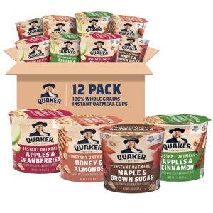 Quaker Instant Single Serve Cups Hot Cereal, 12-Pack
