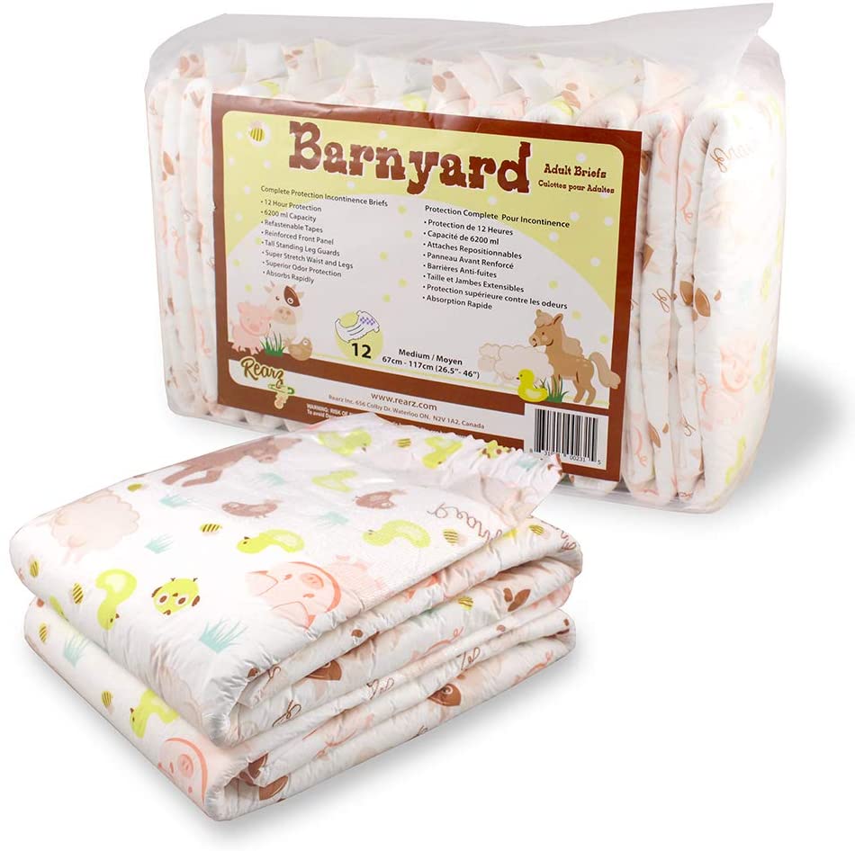 Rearz Barnyard Adult Diaper, 12-Pack