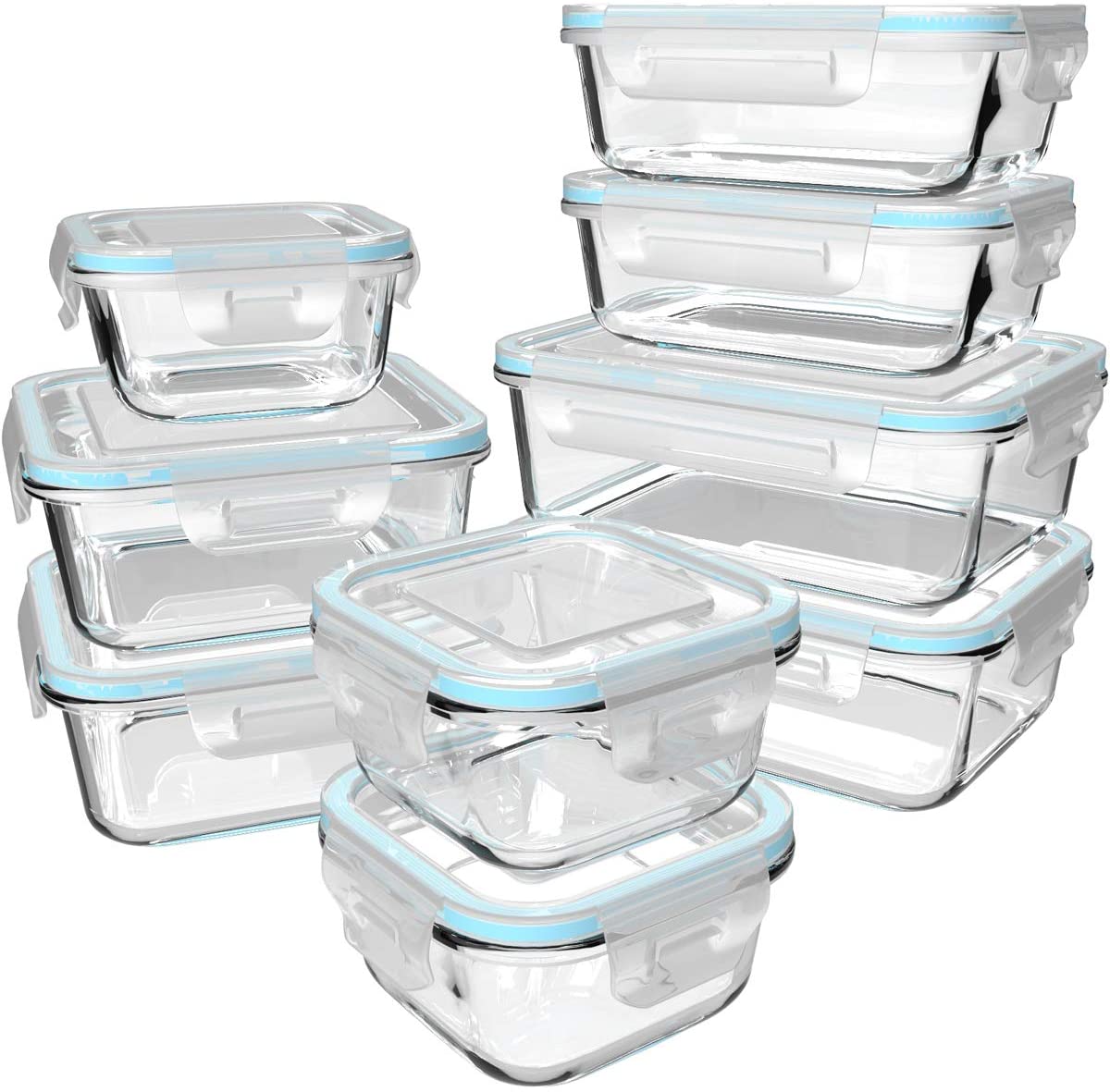 S SALIENT Meal Prep BPA-Free Glass Food Storage, 18-Piece