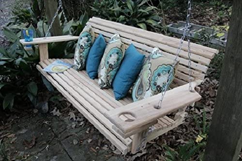 Southern Cypress Furniture Handmade Porch Swing With Cupholders, 5-Feet