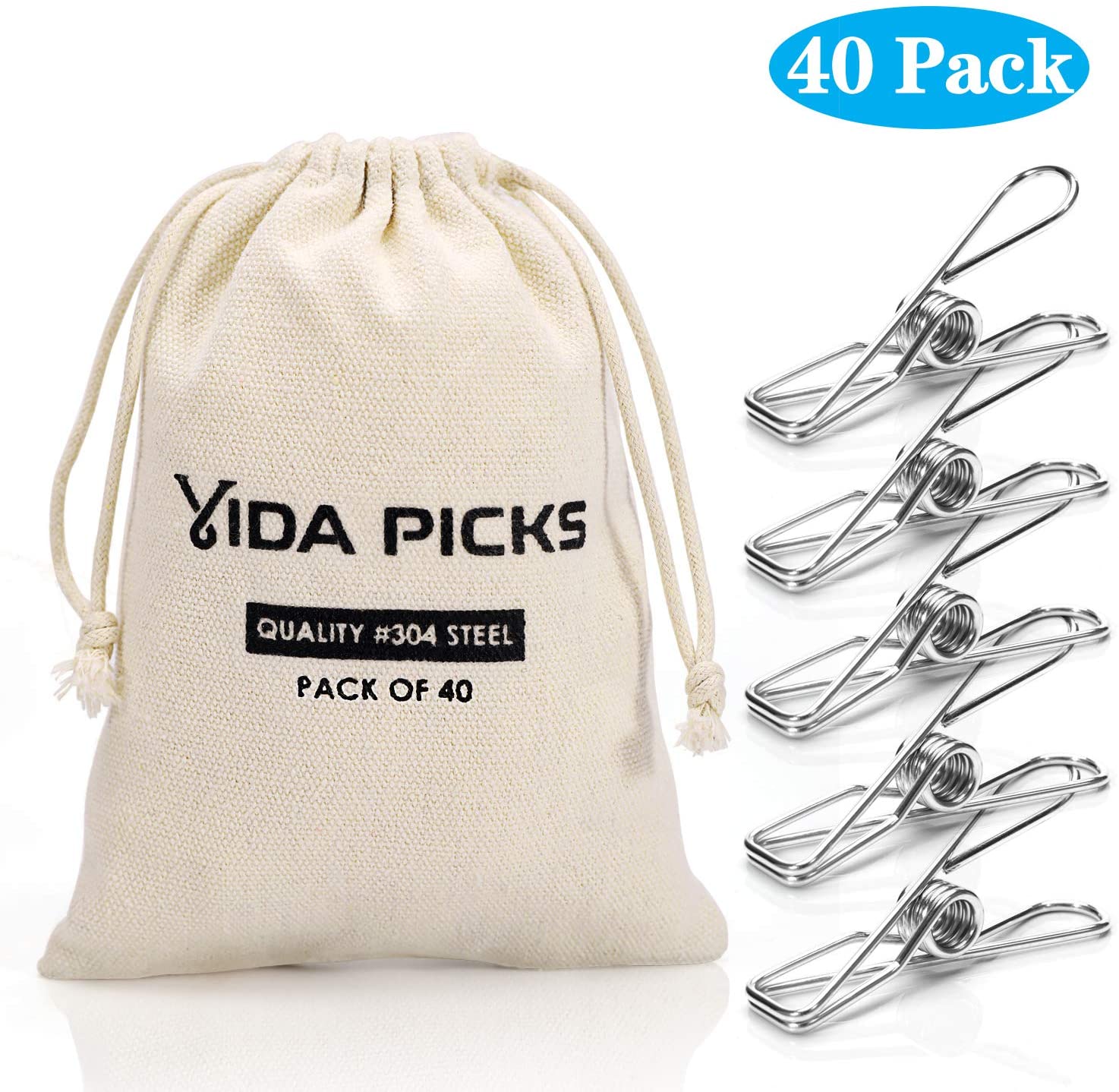 Vida Picks Wire Clothespins, 40-Count