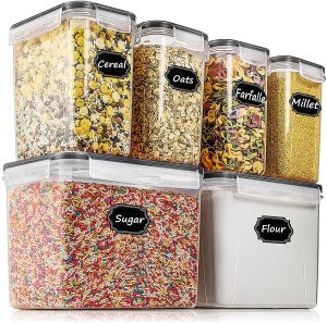 Wildone Plastic Cereal Storage Container, 6-Piece