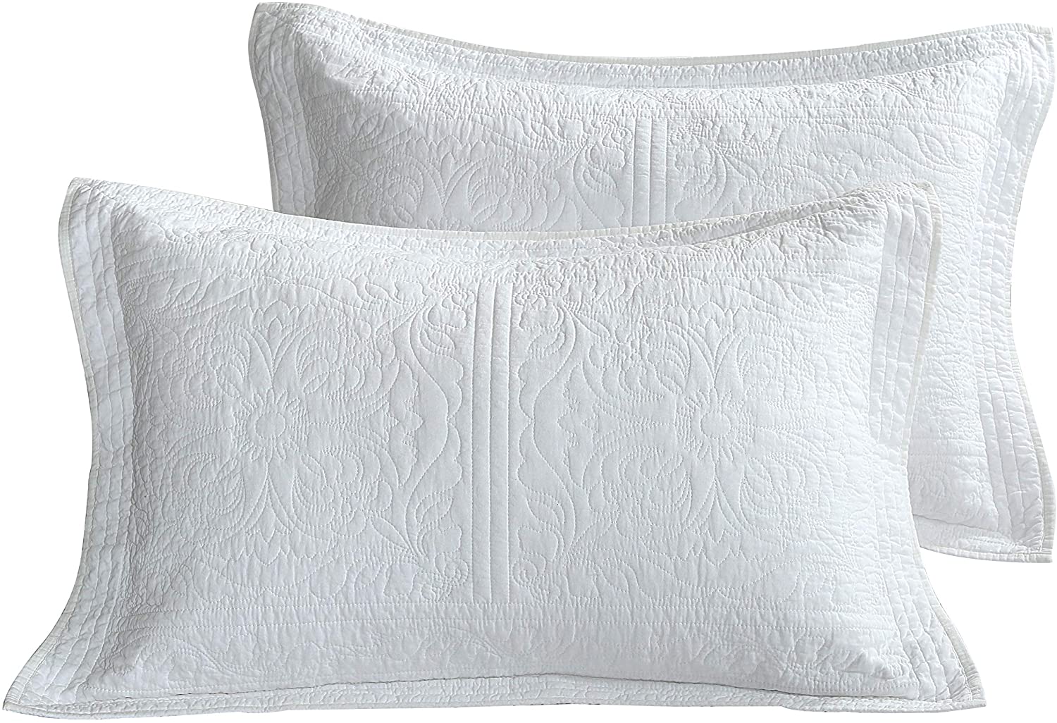 WINLIFE 2-Pack Quilted Cotton Floral Pillow Shams