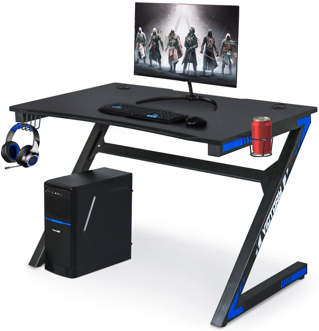 Details about   47in Gaming Desk Home Office Computer Table Ergonomic Racing Style Gamer Student 
