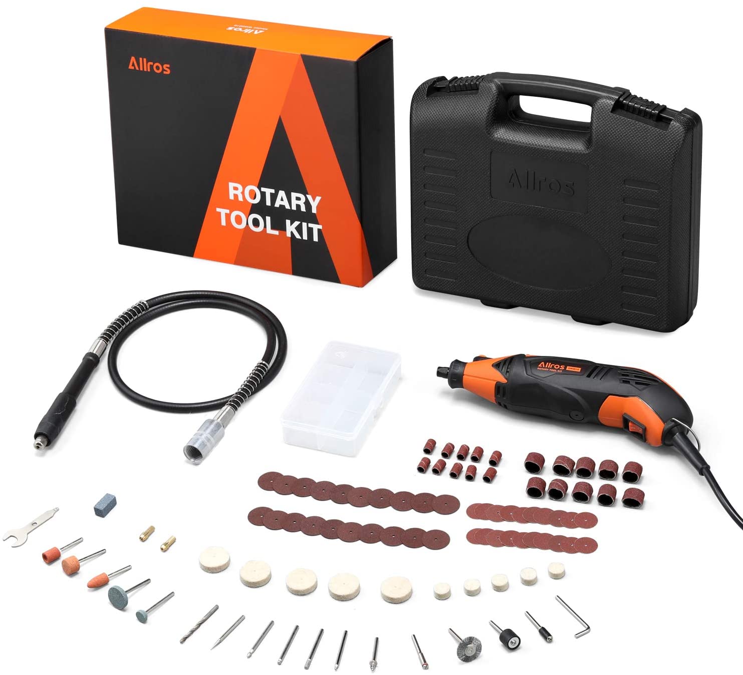 Allross 170W Variable Speed & Flex Shaft Rotary Tool Kit, 100-Pieces