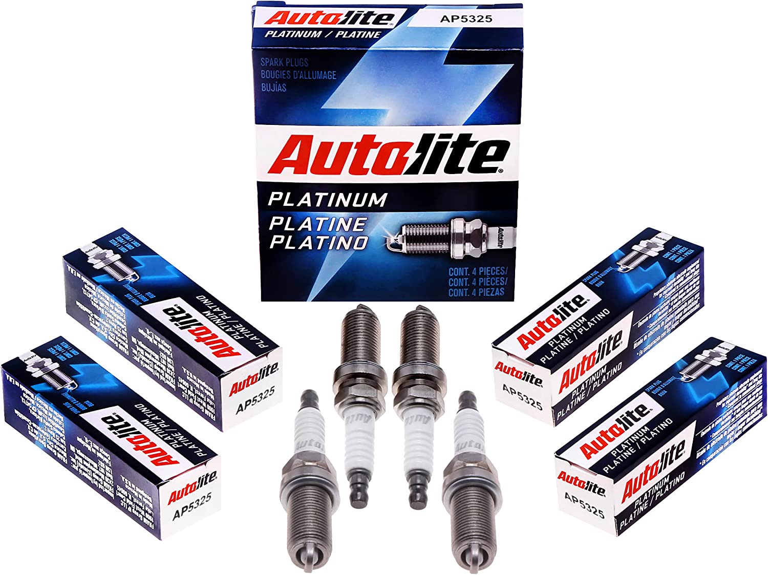 Autolite AP5325-4PK Fuel Efficiency Platinum Spark Plugs, 4-Pack