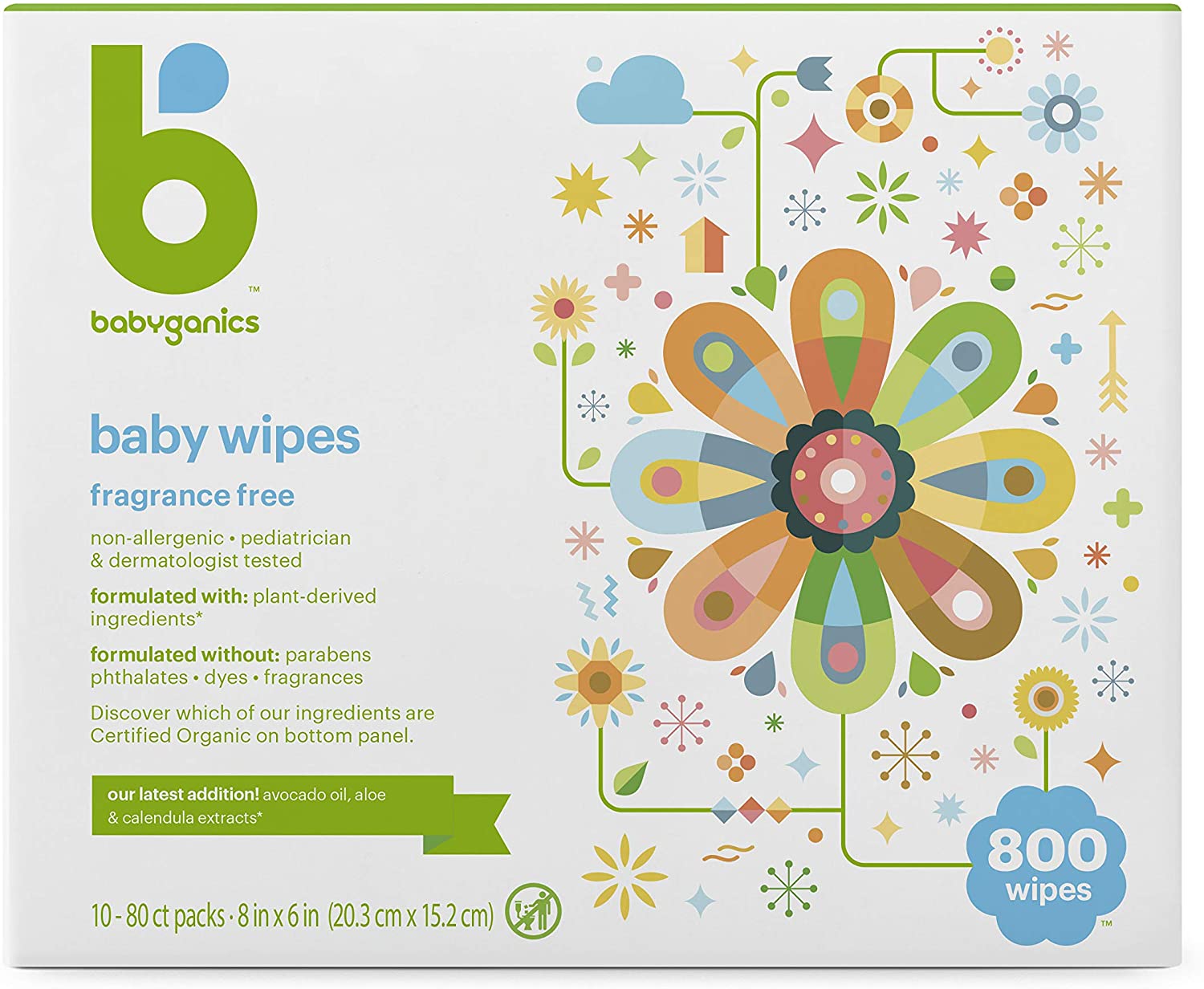 Babyganics Sensitive Baby Wipes, 10-Pack