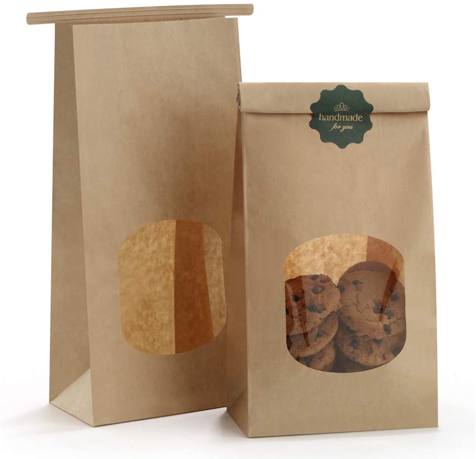 BagDream Gift Kraft Paper Cookie Bags, 50-Count
