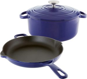 Chantal All Cooktops Cast-Iron Skillet & Dutch Oven Set With Lid