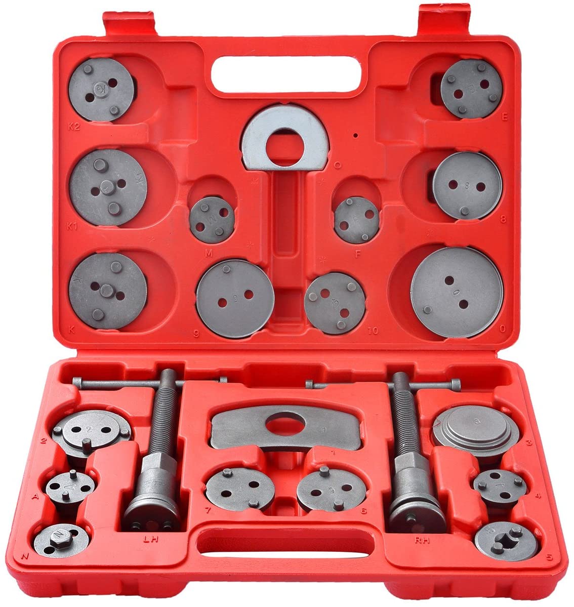 Brake Caliper Rewind Tool Kit to Wind Back Front and Rear Disc Brake Piston Compression Pad Replacement 24pcs Master Set with One Pair of Glove