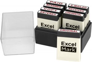 ExcelMark Mini Office Message Rubber Storage Tray & Stamp Set